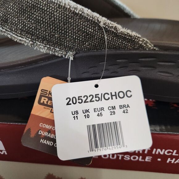 Skechers Relaxed Fit With Luxe Foam Chocolate Brown Men's Flip Flops Size 11 - Picture 3 of 11